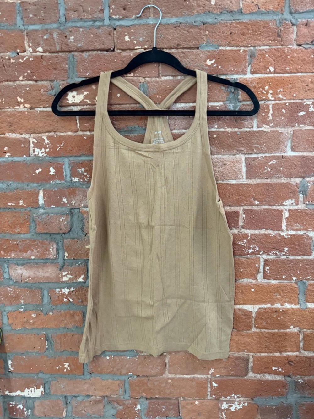 aerie Tan Ribbed Crisscross Back Tank Top